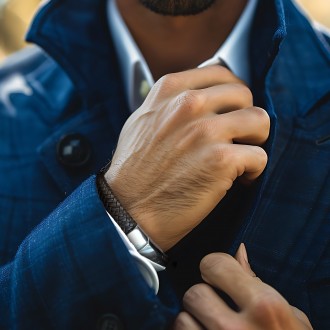 MEN'S STEEL LEATHER BRACELET