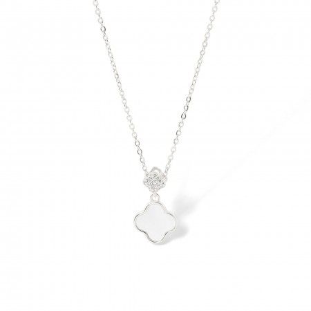 SILVER NECKLACE WITH CLOVERS