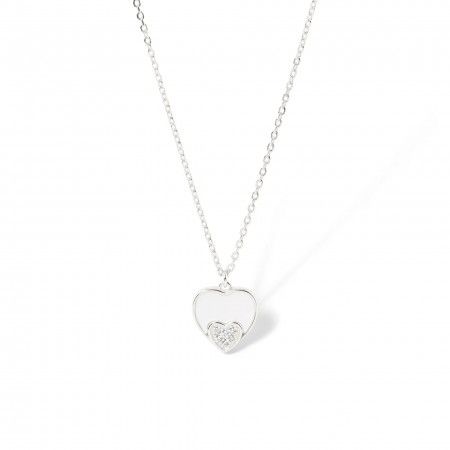 SILVER NECKLACE WITH HEARTS