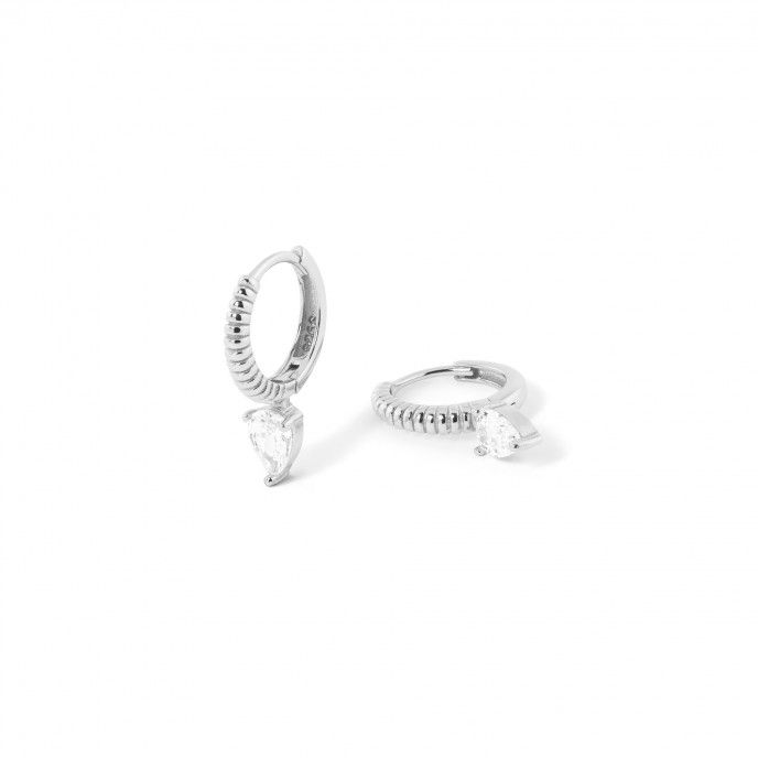 SILVER HOOPS WITH DROP