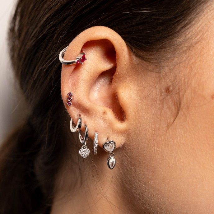 SILVER HOOP WITH HEART