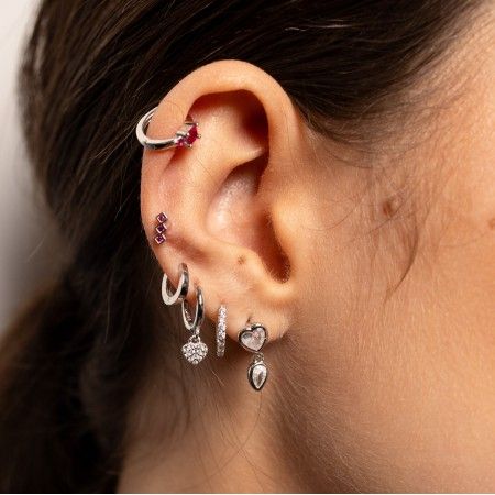 SILVER HOOP WITH HEART