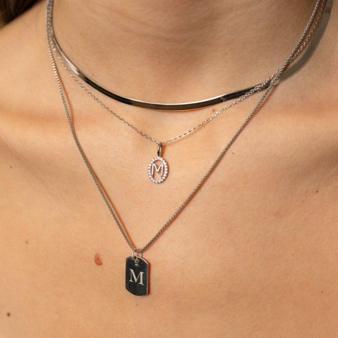 SILVER NECKLACE WITH LETTER