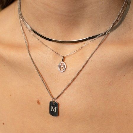 SILVER NECKLACE WITH LETTER SILVER NECKLACE WITH LETTER
