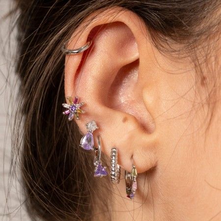 SILVER HOOP WITH ZIRCON