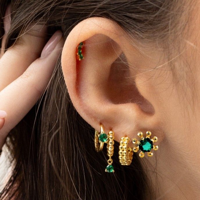 SILVER HOOP WITH ZIRCON