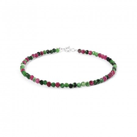 SILVER BRACELET WITH NATURAL STONES