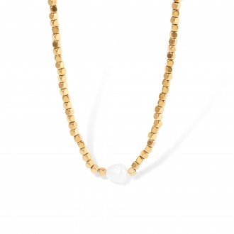 COLLAR DE ACERO CON PERLA