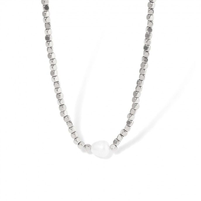 COLLAR DE ACERO CON PERLA