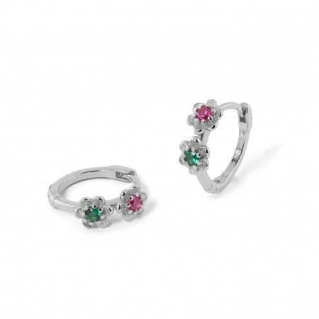 SILVER FLOWERS HOOPS