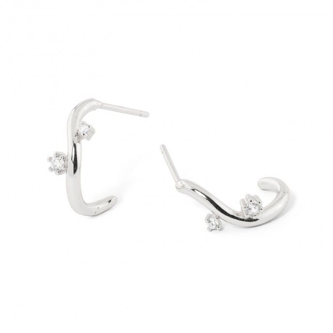 SILVER HOOPS WITH ZIRCONS
