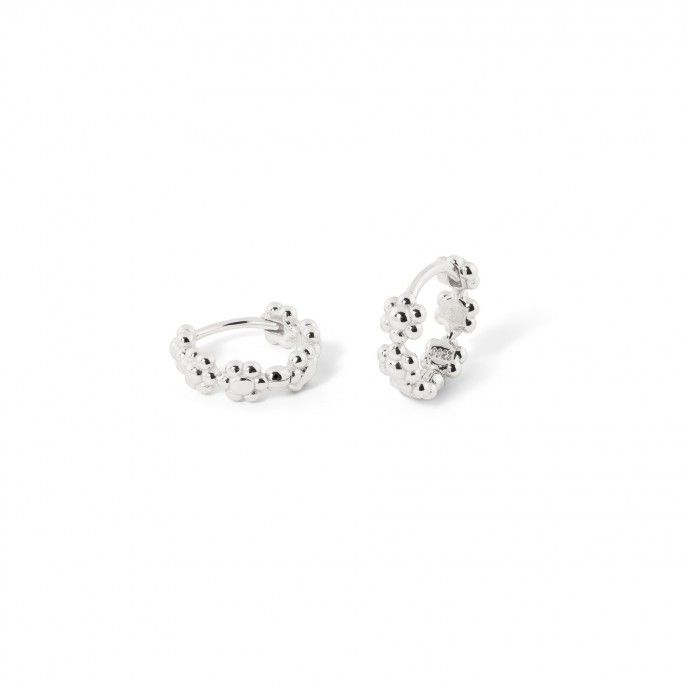 SILVER FLOWERS HOOPS