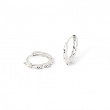 SILVER HOOPS WITH ZIRCONS