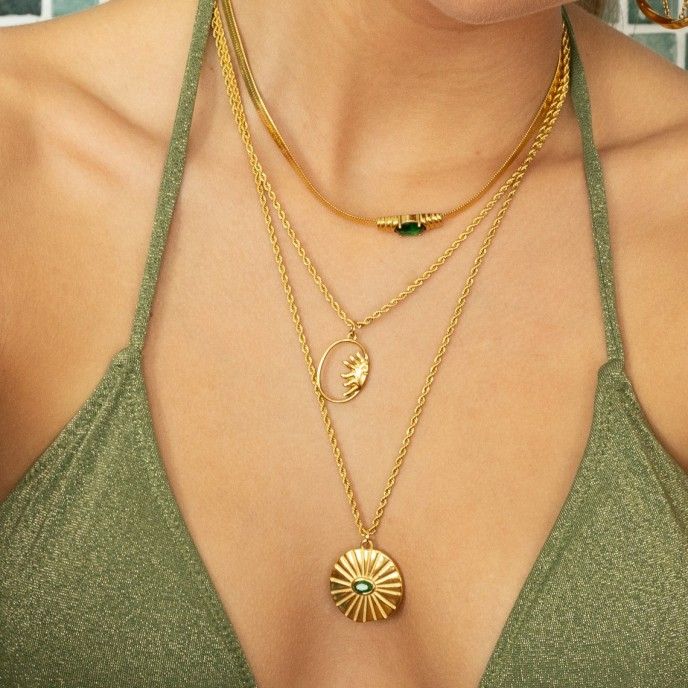 STEEL NECKLACE WITH ZIRCON