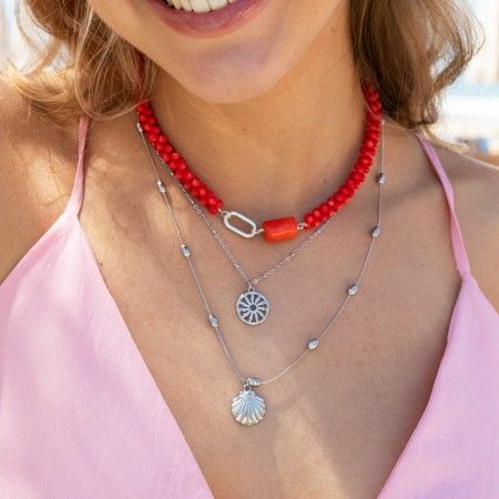 STEEL NECLACE WITH FLOWER