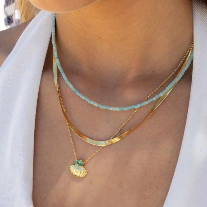 SILVER NECKLACE WITH NATURAL STONES