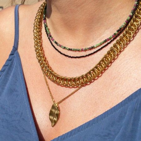 STEEL NECKLACE WITH LEAVE