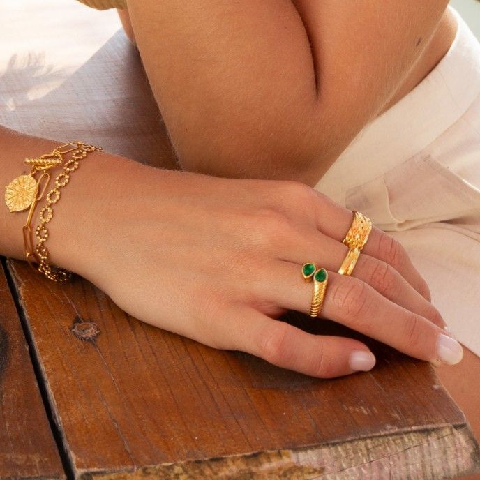 STEEL RING WITH ZIRCONS