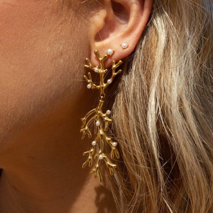 CORAL STEEL EARRINGS