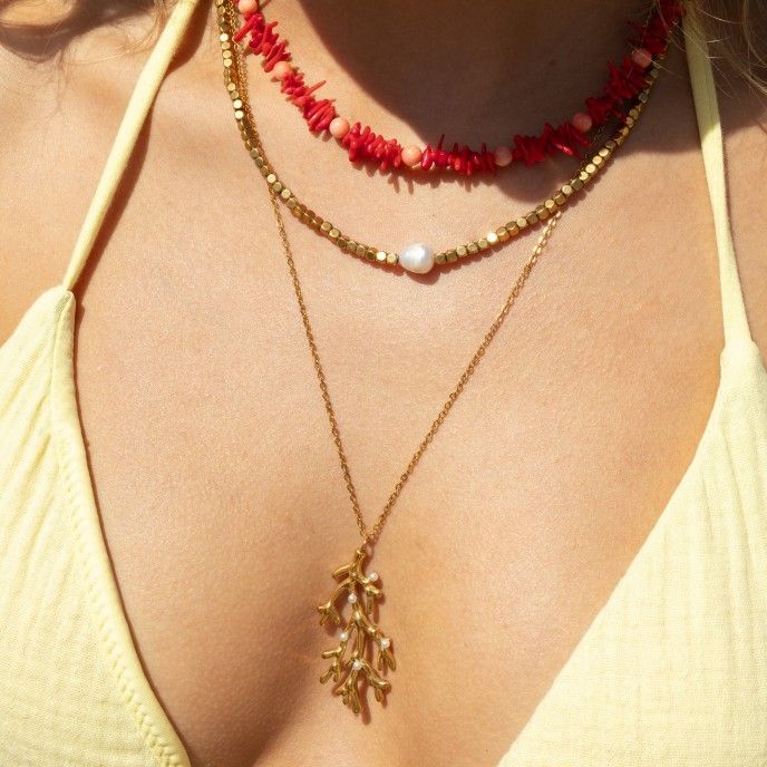 CORAL STEEL NECKLACE
