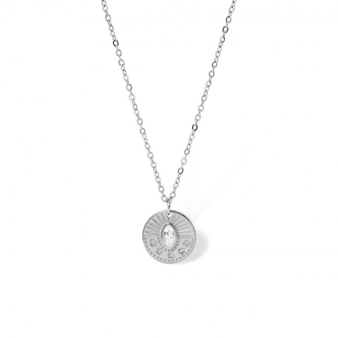 STEEL NECKLACE WITH ZIRCON