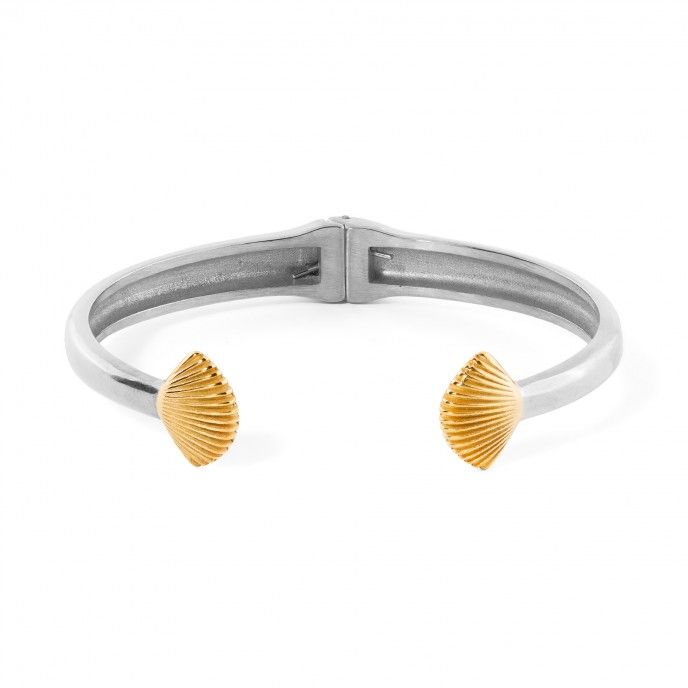 PULSERA RGIDA DE ACERO CON CONCHAS