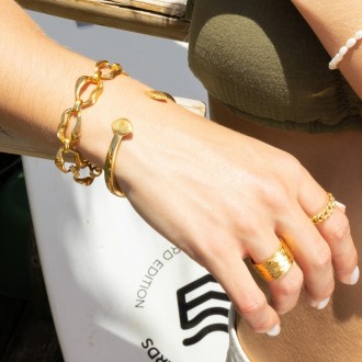 RIGID STEEL BRACELET WITH SHELLS