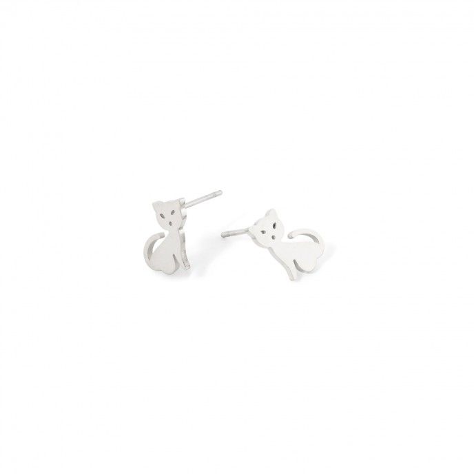 PENDIENTES GATO DE ACERO