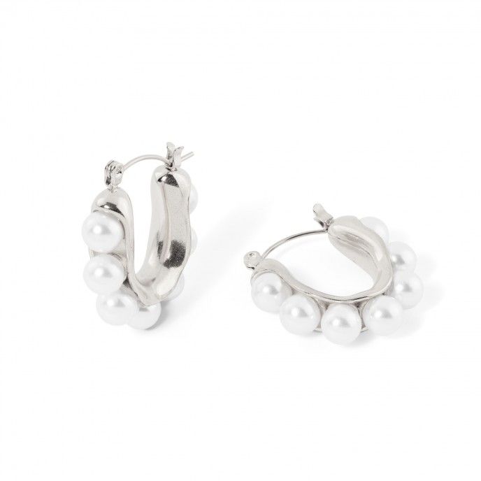 STEEL HOOPS WITH PEARLS