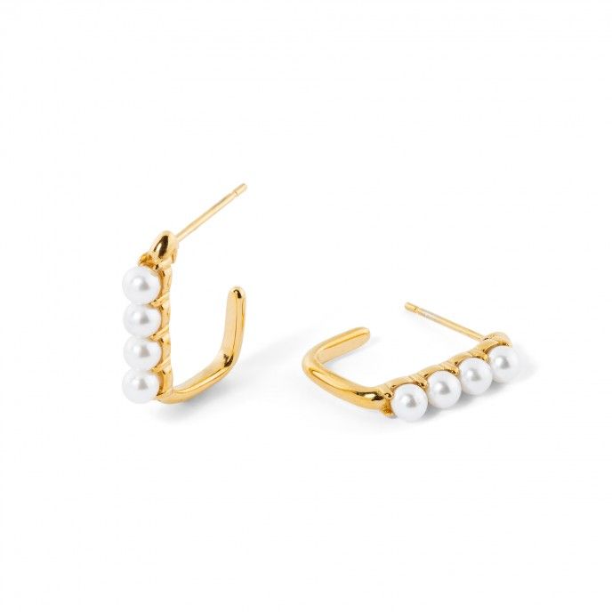 STEEL HOOPS WITH PEARLS