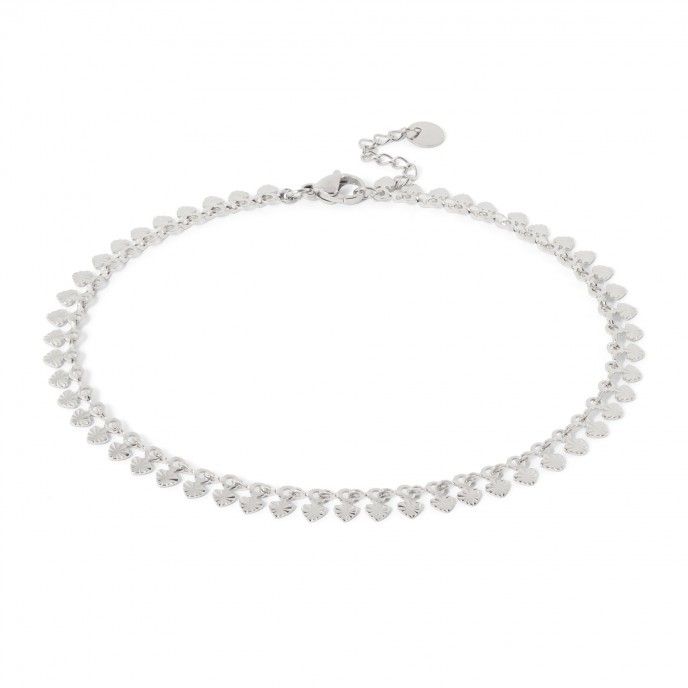 STEEL ANKLET WITH HEARTS