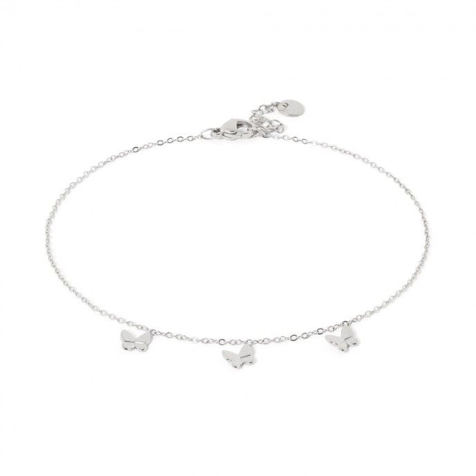 STEEL ANKLET WITH BUTTERFLIES