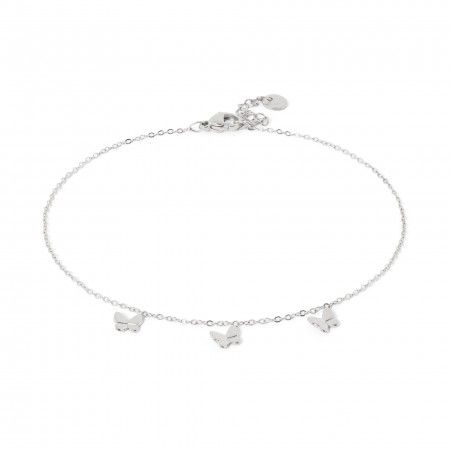 STEEL ANKLET WITH BUTTERFLIES
