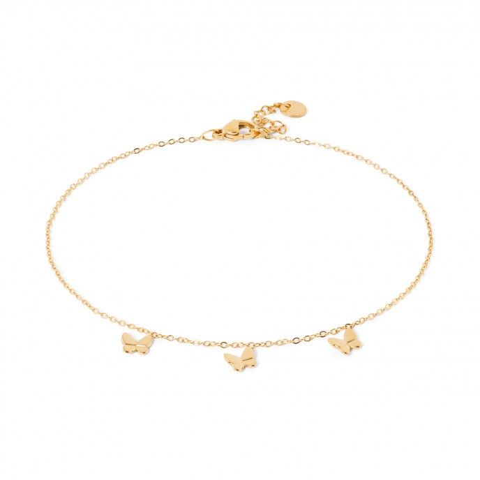 STEEL ANKLET WITH BUTTERFLIES