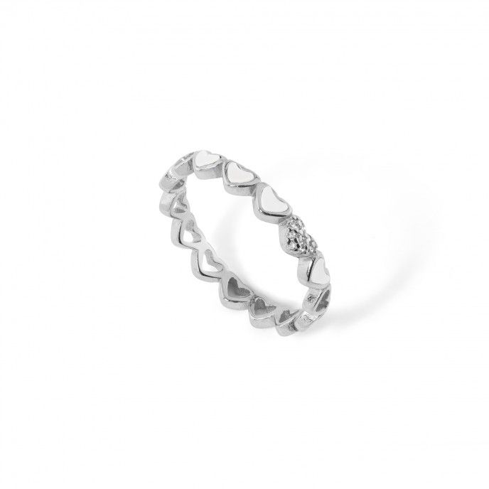 SILVER RING WITH HEARTS
