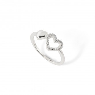 SILVER RING WITH HEARTS