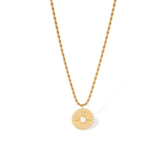 STEEL NECKLACE WITH PEARL