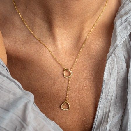 SILVER NECKLACE WITH HEARTS