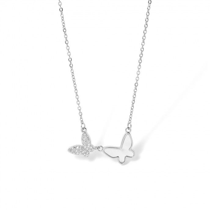 SILVER NECKLACE WITH BUTTERFLIES