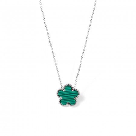 STEEL NECKLACE WITH FLOWER