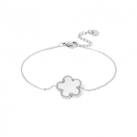 STEEL BRACELET WITH FLOWER
