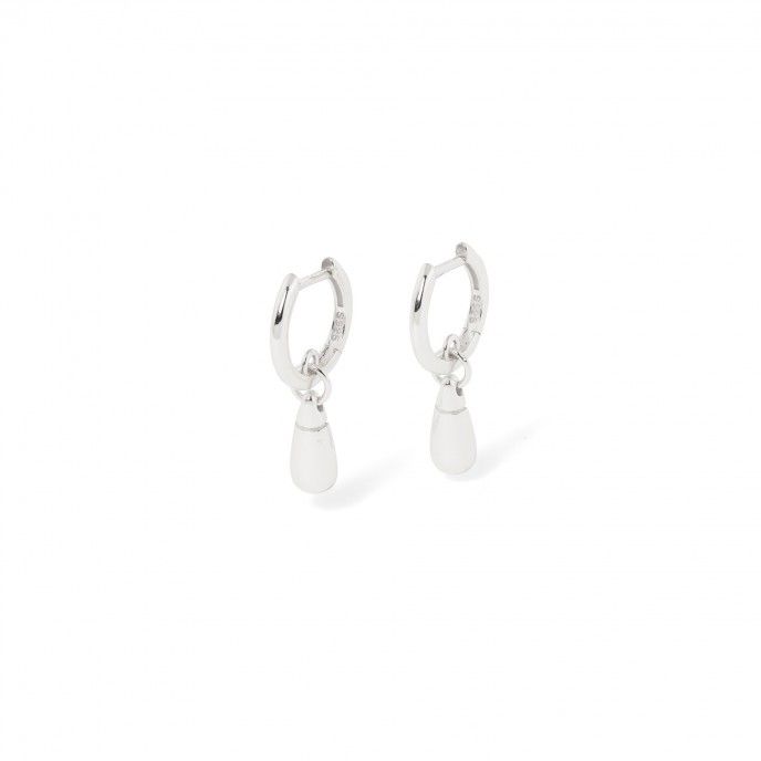 SILVER HOOPS WITH DROP