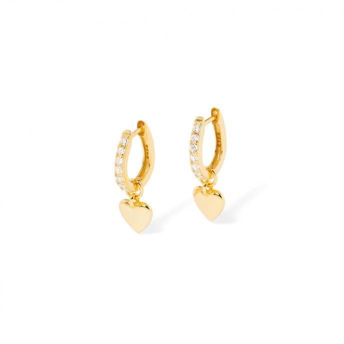 SILVER HOOPS WITH HEART