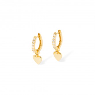 SILVER HOOPS WITH HEART