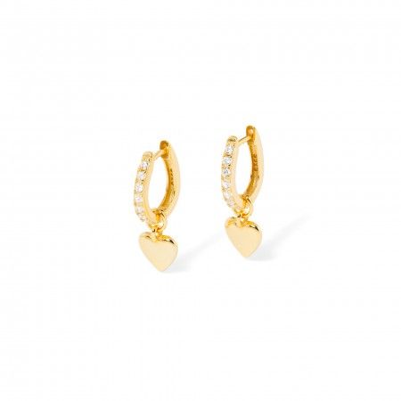 SILVER HOOPS WITH HEART