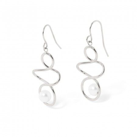 STEEL EARRINGS WITH PEARL