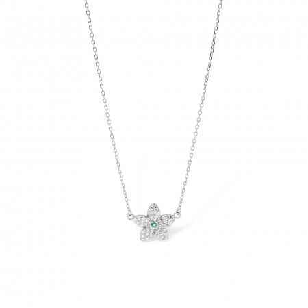 SILVER NECKLACE WITH FLOWER