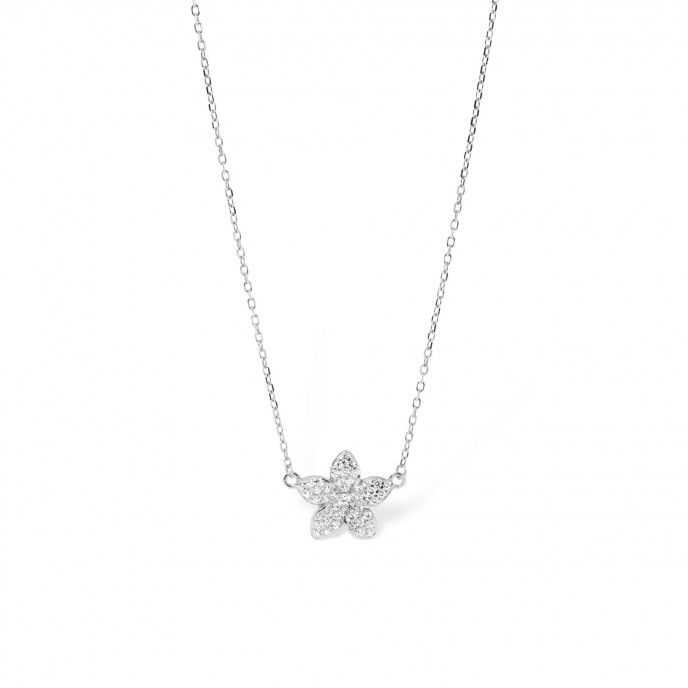 SILVER NECKLACE WITH FLOWER