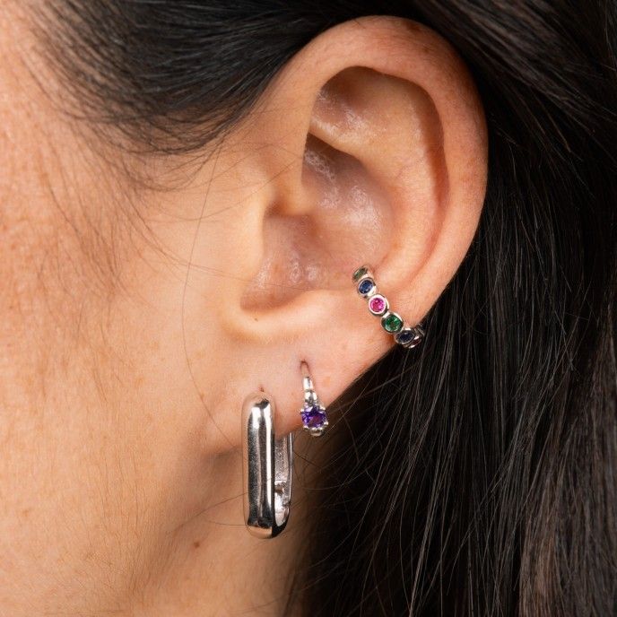 SILVER GEOMETRIC HOOPS