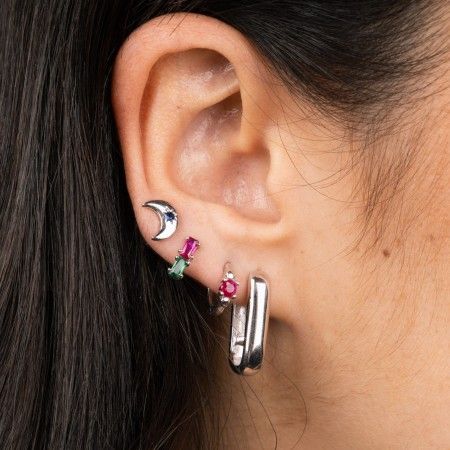 SILVER GEOMETRIC HOOPS